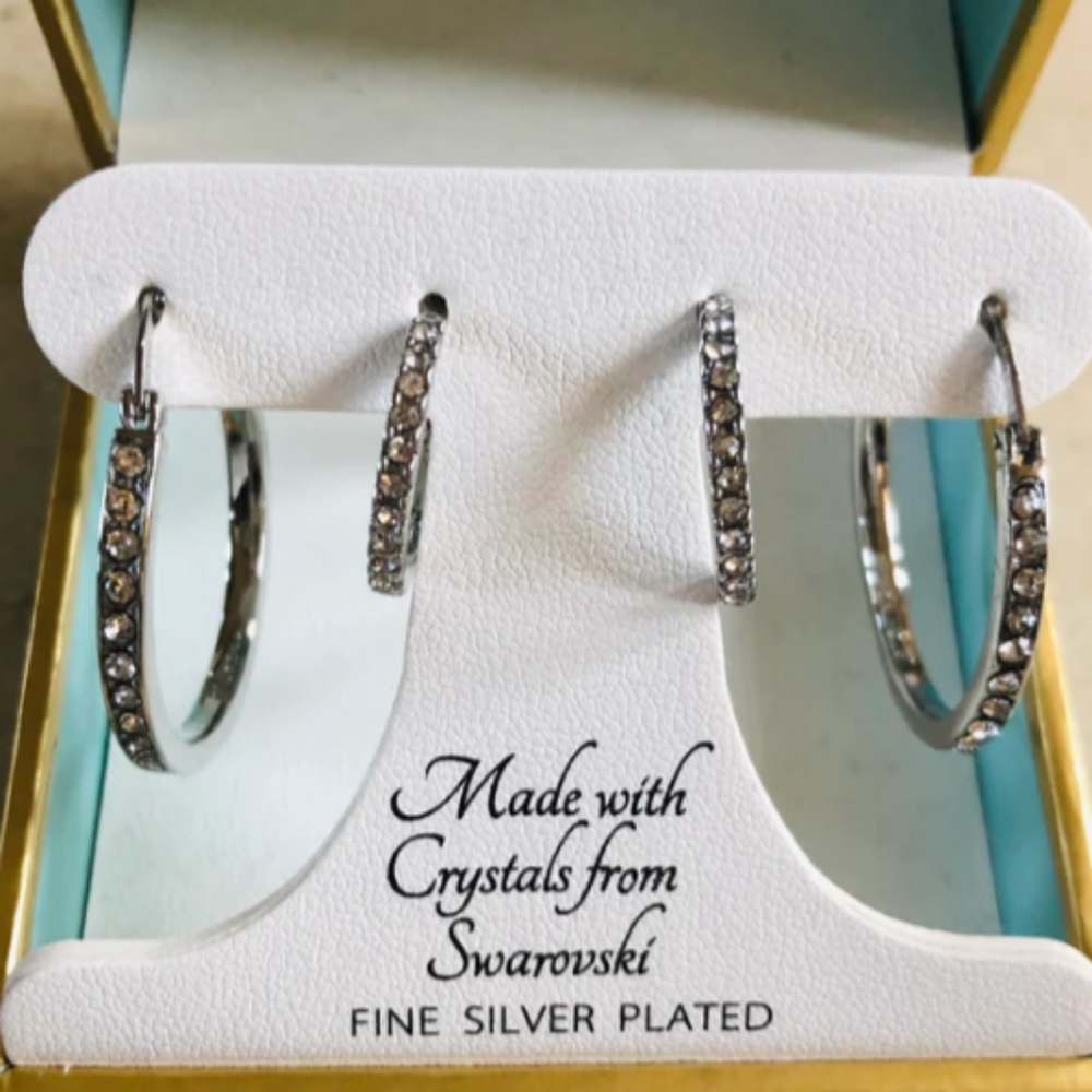 Sofia James 2piece silver plated Hoop earrings set